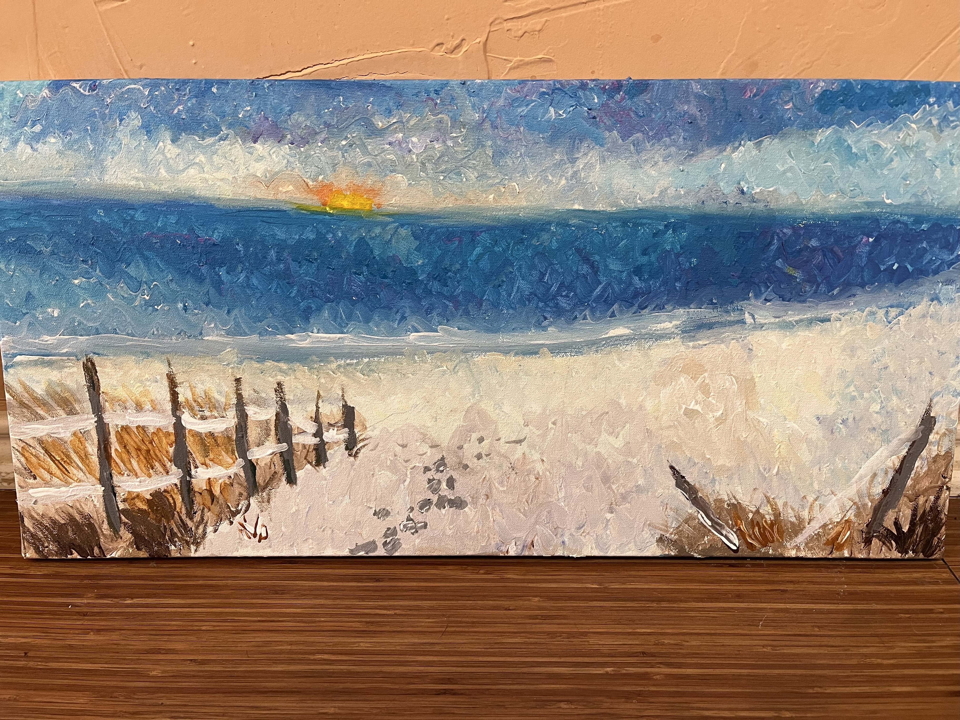 A sunrise over the ocean